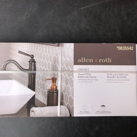 Allen + Roth Reagan Oil Rubbed Bronze 1-handle Vessel filler faucet w/Drain - Picture 1 of 2